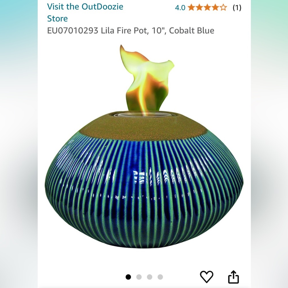 Outdoozie outdoor ‘cobalt’ tabletop Firepot for patio EUC - Picture 2 of 11